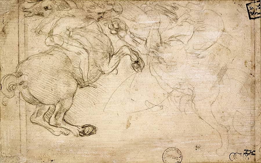 A Horseman in Combat with a Griffin - by Leonardo da Vinci