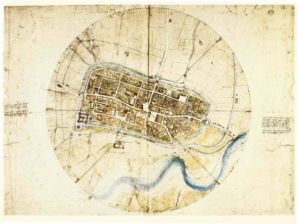 A Plan of Imola - by Leonardo da Vinci