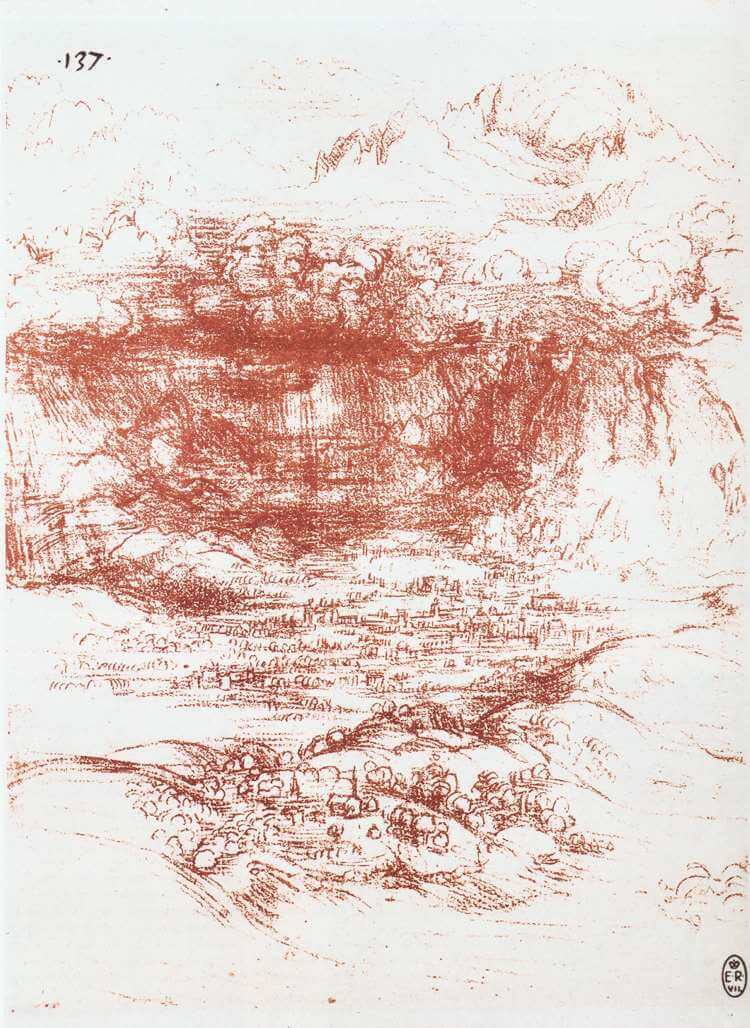 Storm over a Landscape - by Leonardo da Vinci