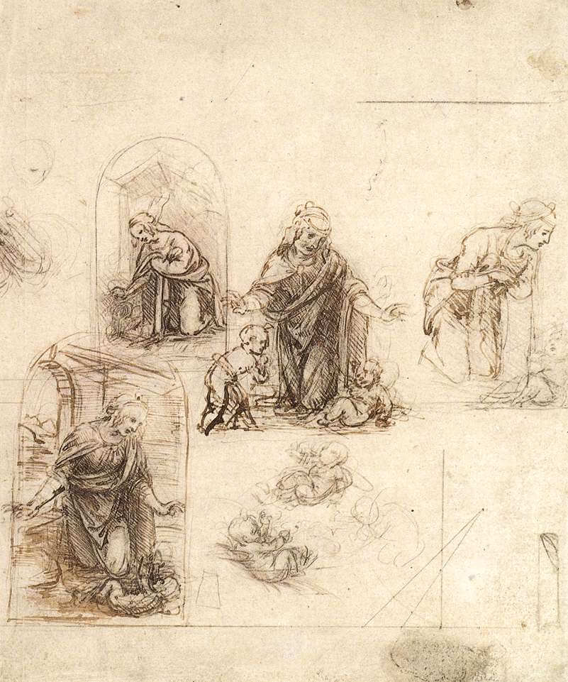 Studies for a Nativity - by Leonardo da Vinci