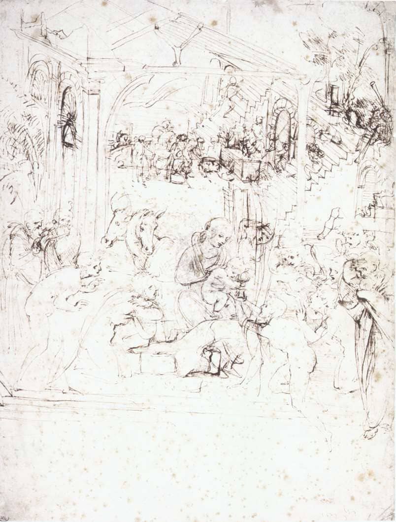 Study for the Adoration of the Magi - by Leonardo da Vinci