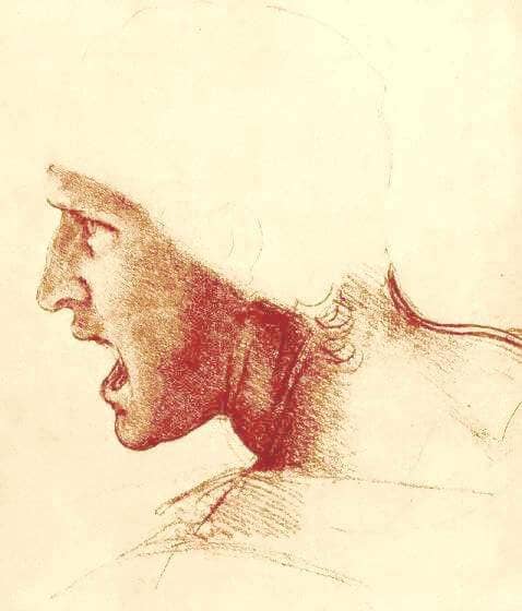 Study of a Figure for the Battle of Anghiari - by Leonardo da Vinci