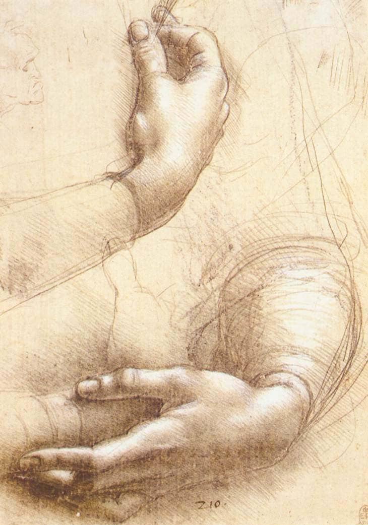 Study of Arms and Hands - by Leonardo da Vinci