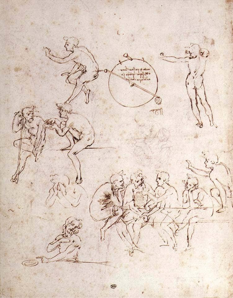 Various figure studies - by Leonardo da Vinci